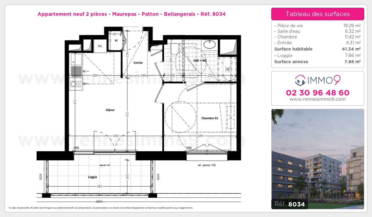 Plan et surfaces, Programme neuf Rennes : Maurepas - Patton - Bellangerais Référence n° 8034