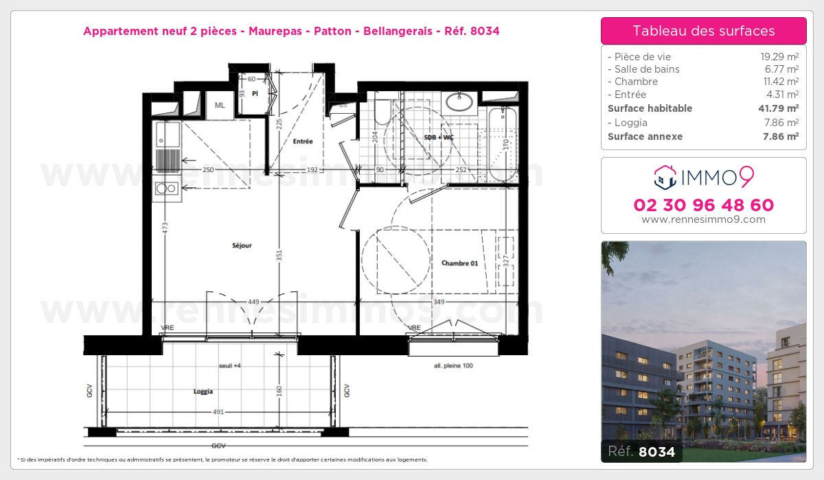 Plan et surfaces, Programme neuf Rennes : Maurepas - Patton - Bellangerais Référence n° 8034