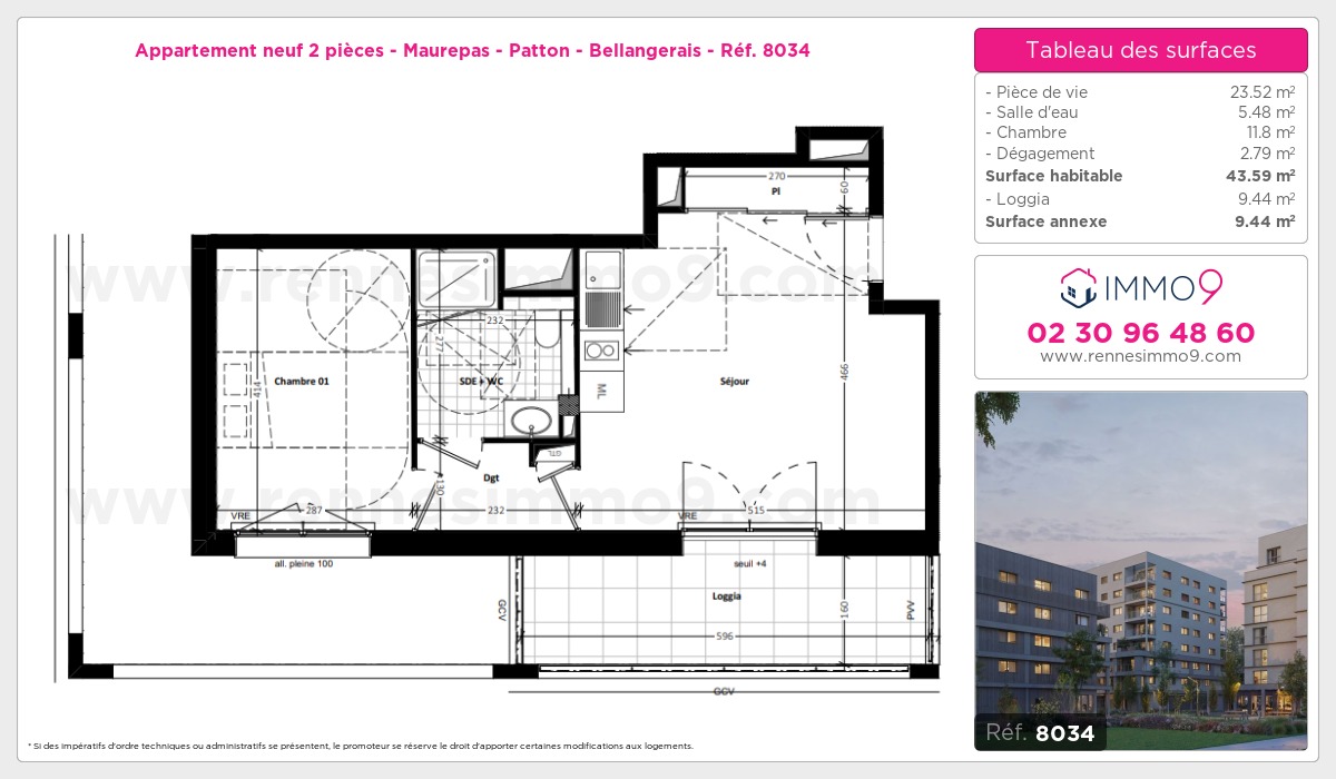 Plan et surfaces, Programme neuf Rennes : Maurepas - Patton - Bellangerais Référence n° 8034