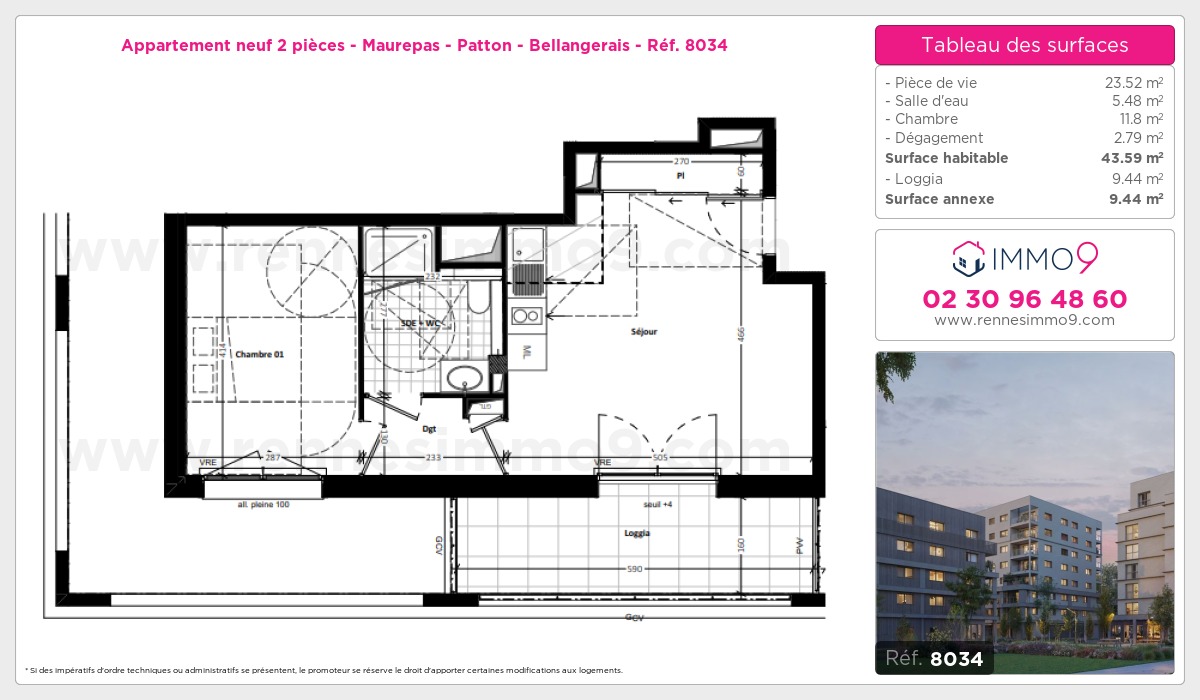 Plan et surfaces, Programme neuf Rennes : Maurepas - Patton - Bellangerais Référence n° 8034