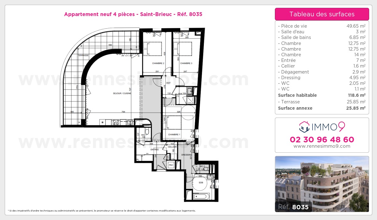 Plan et surfaces, Programme neuf Saint-Brieuc Référence n° 8035