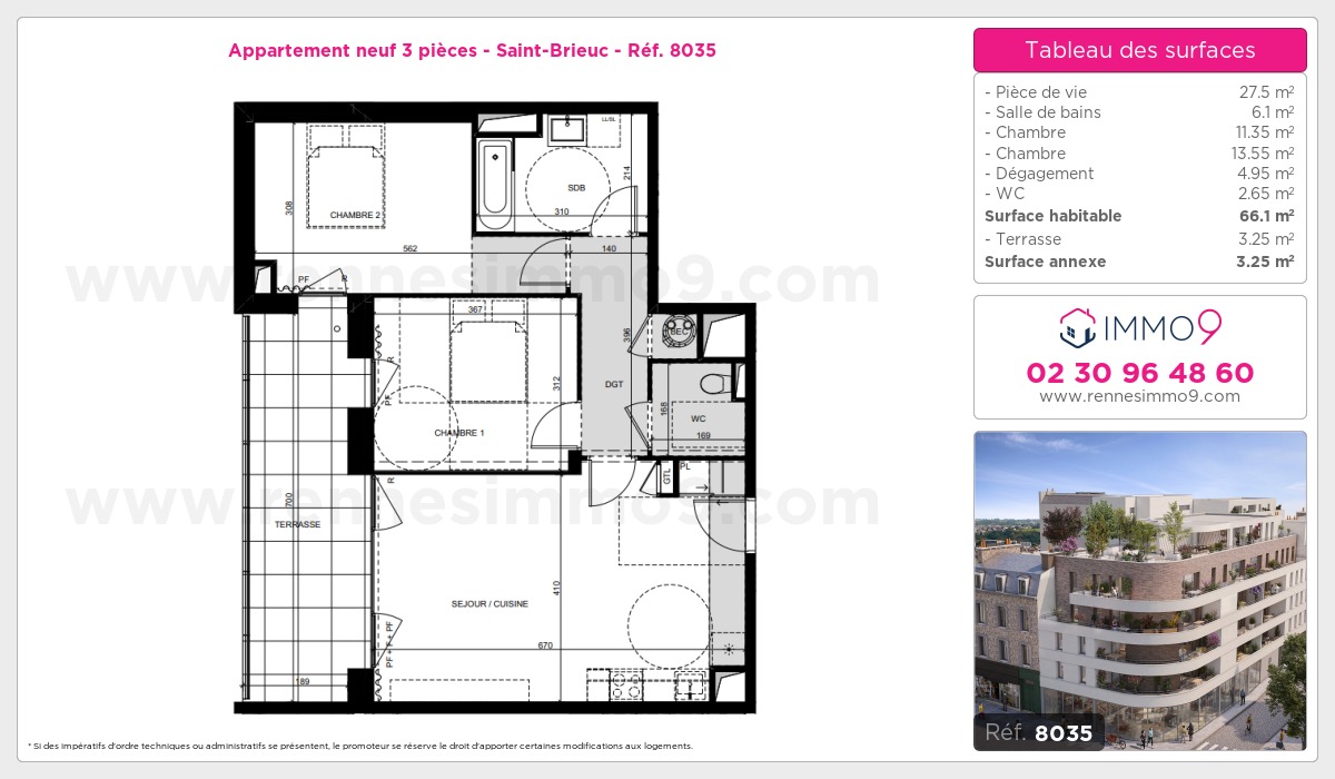 Plan et surfaces, Programme neuf Saint-Brieuc Référence n° 8035