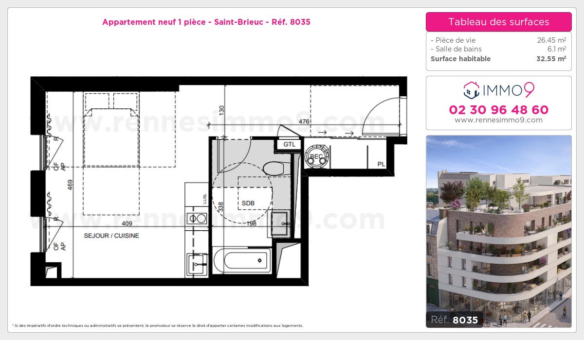 Plan et surfaces, Programme neuf Saint-Brieuc Référence n° 8035