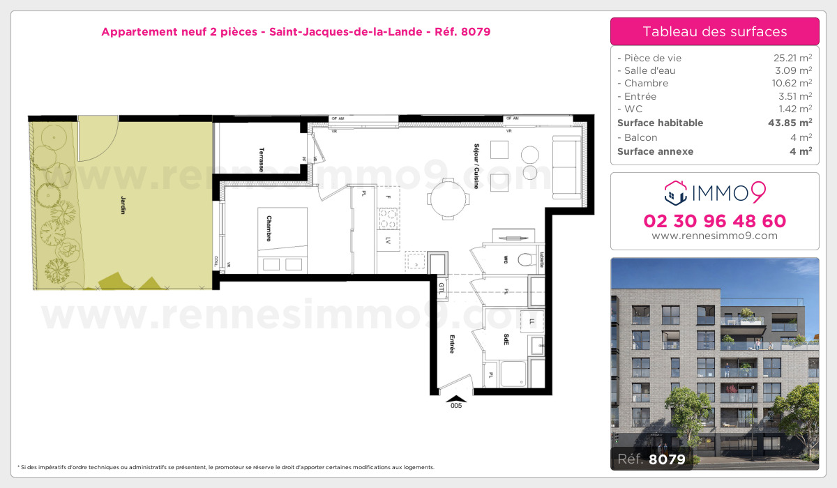Plan et surfaces, Programme neuf Saint-Jacques-de-la-Lande Référence n° 8079