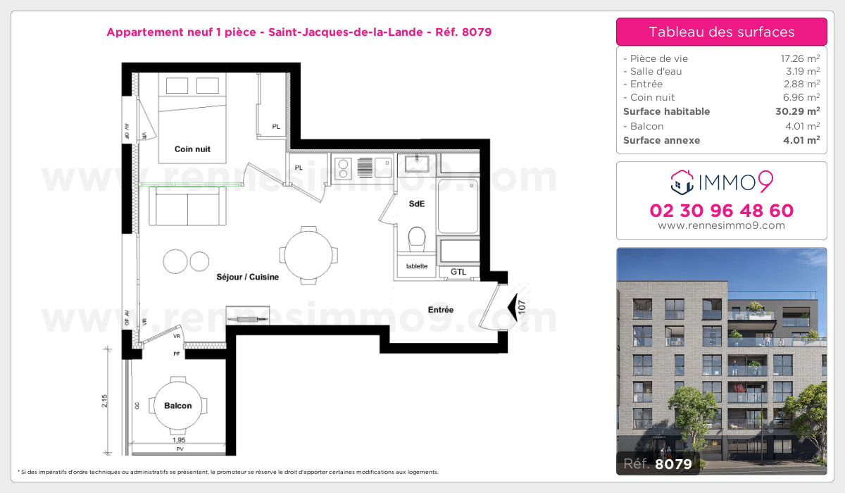 Plan et surfaces, Programme neuf Saint-Jacques-de-la-Lande Référence n° 8079