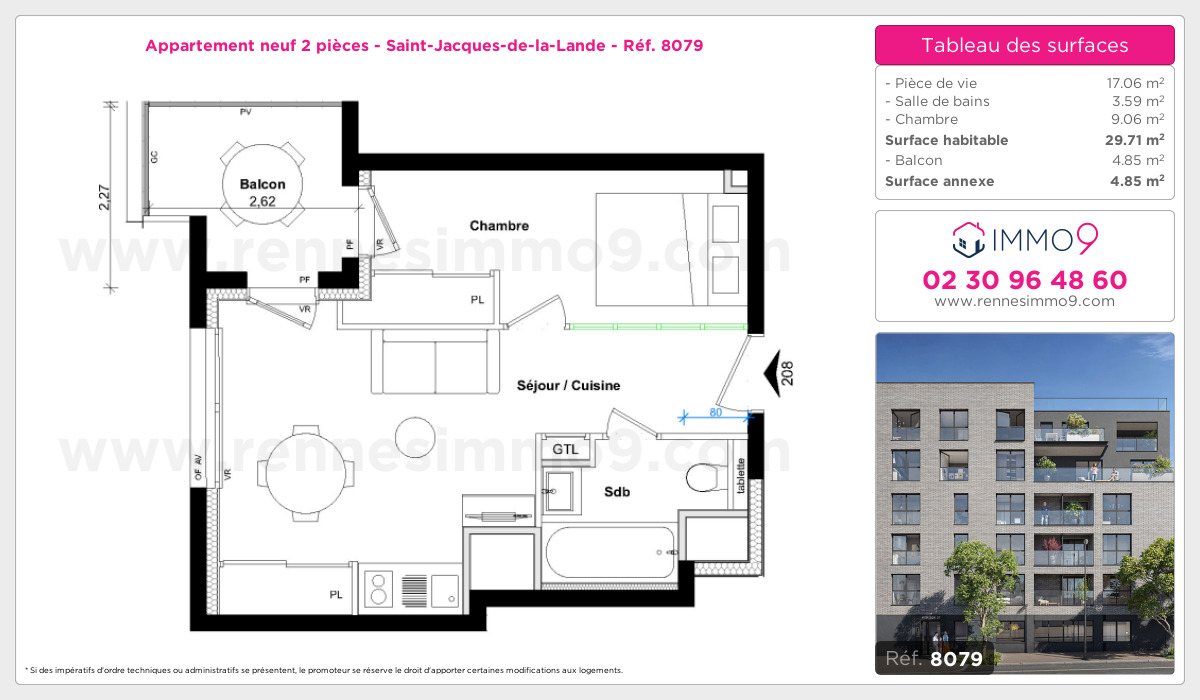 Plan et surfaces, Programme neuf Saint-Jacques-de-la-Lande Référence n° 8079