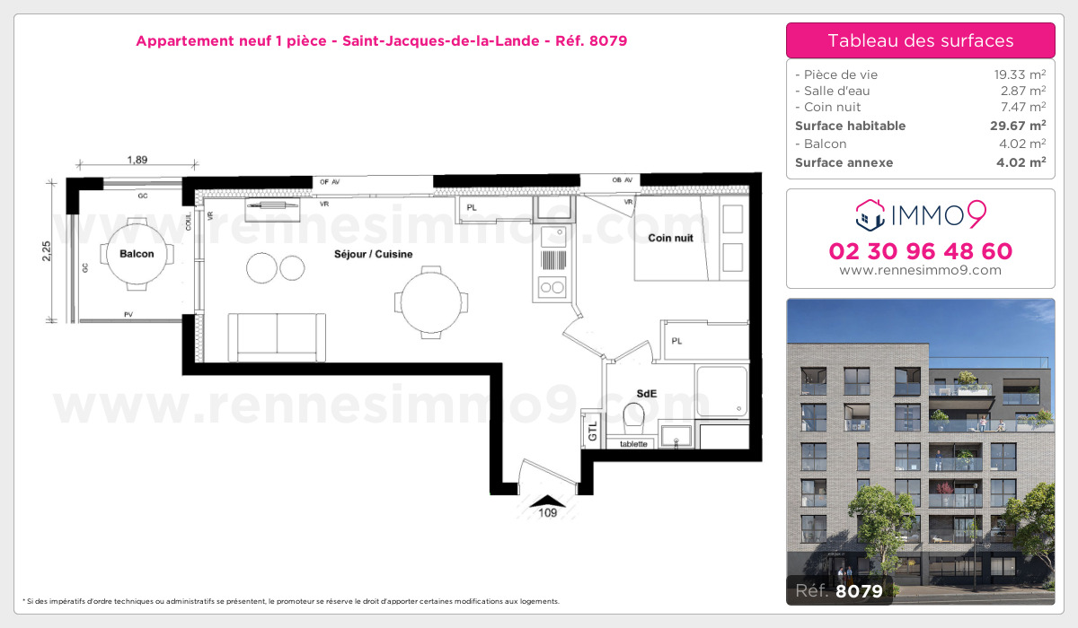 Plan et surfaces, Programme neuf Saint-Jacques-de-la-Lande Référence n° 8079