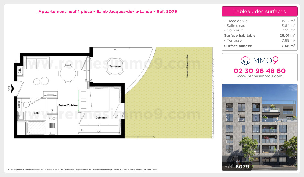 Plan et surfaces, Programme neuf Saint-Jacques-de-la-Lande Référence n° 8079