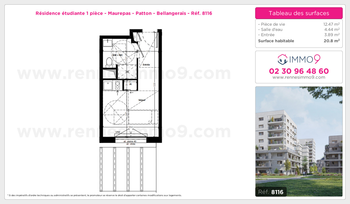 Plan et surfaces, Programme neuf Rennes : Maurepas - Patton - Bellangerais Référence n° 8116