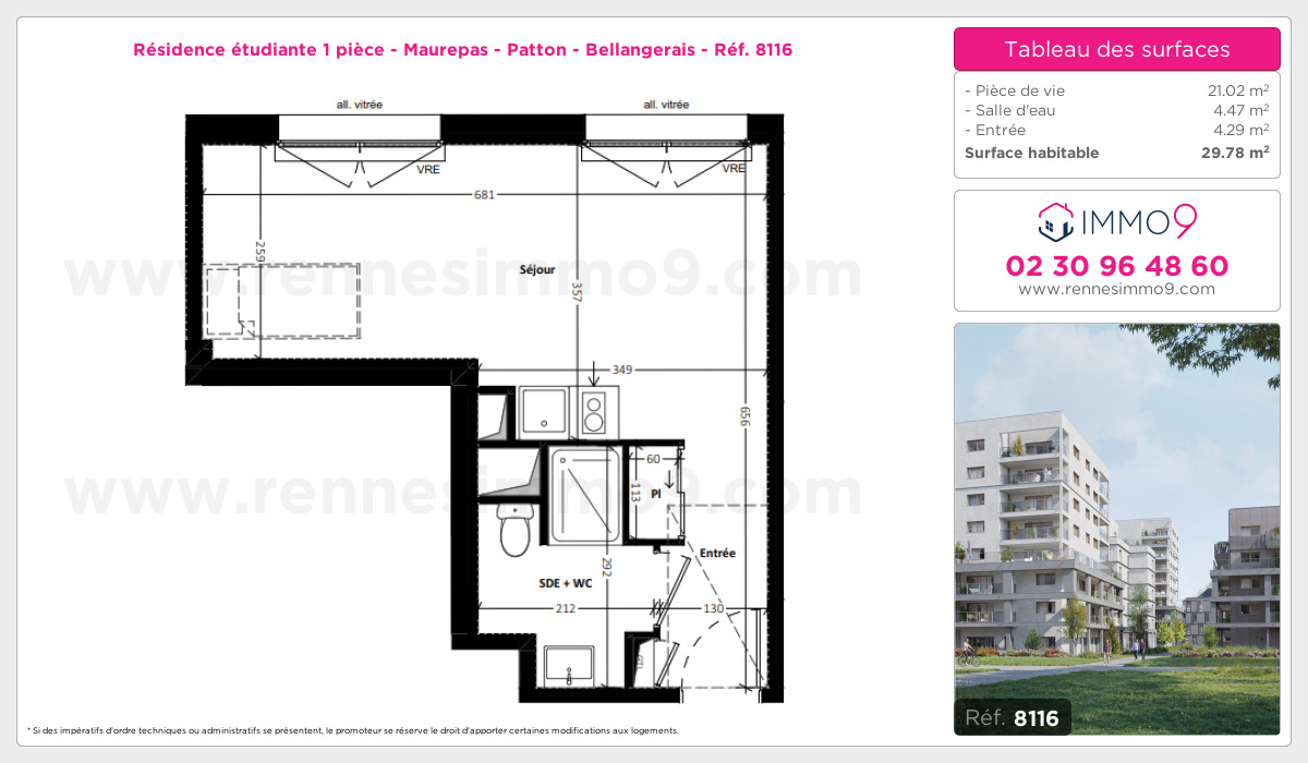 Plan et surfaces, Programme neuf Rennes : Maurepas - Patton - Bellangerais Référence n° 8116