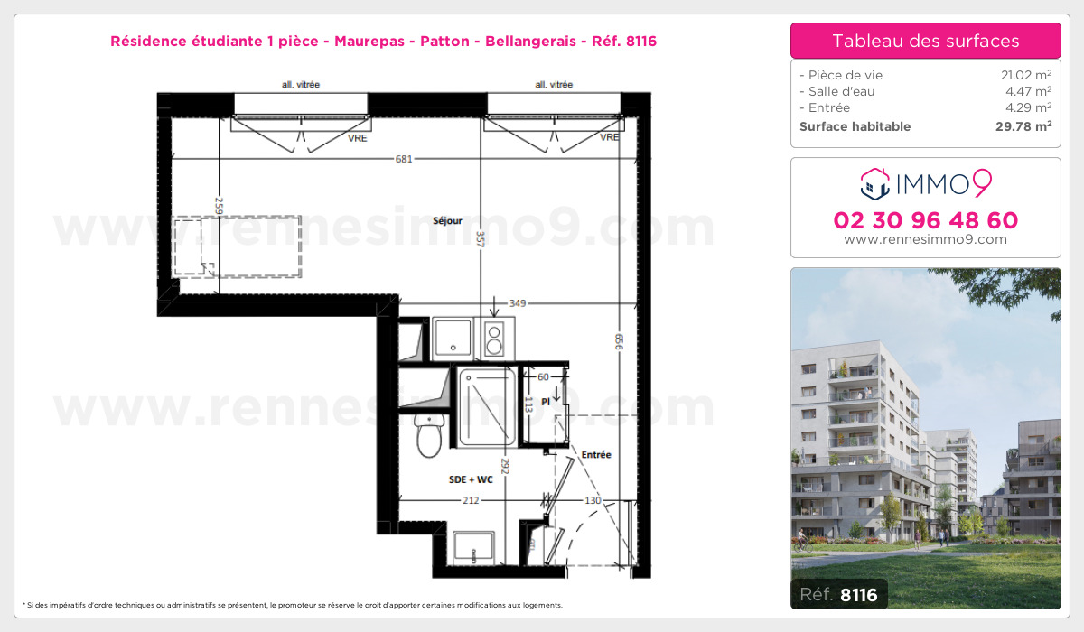 Plan et surfaces, Programme neuf Rennes : Maurepas - Patton - Bellangerais Référence n° 8116