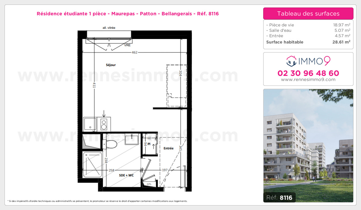 Plan et surfaces, Programme neuf Rennes : Maurepas - Patton - Bellangerais Référence n° 8116