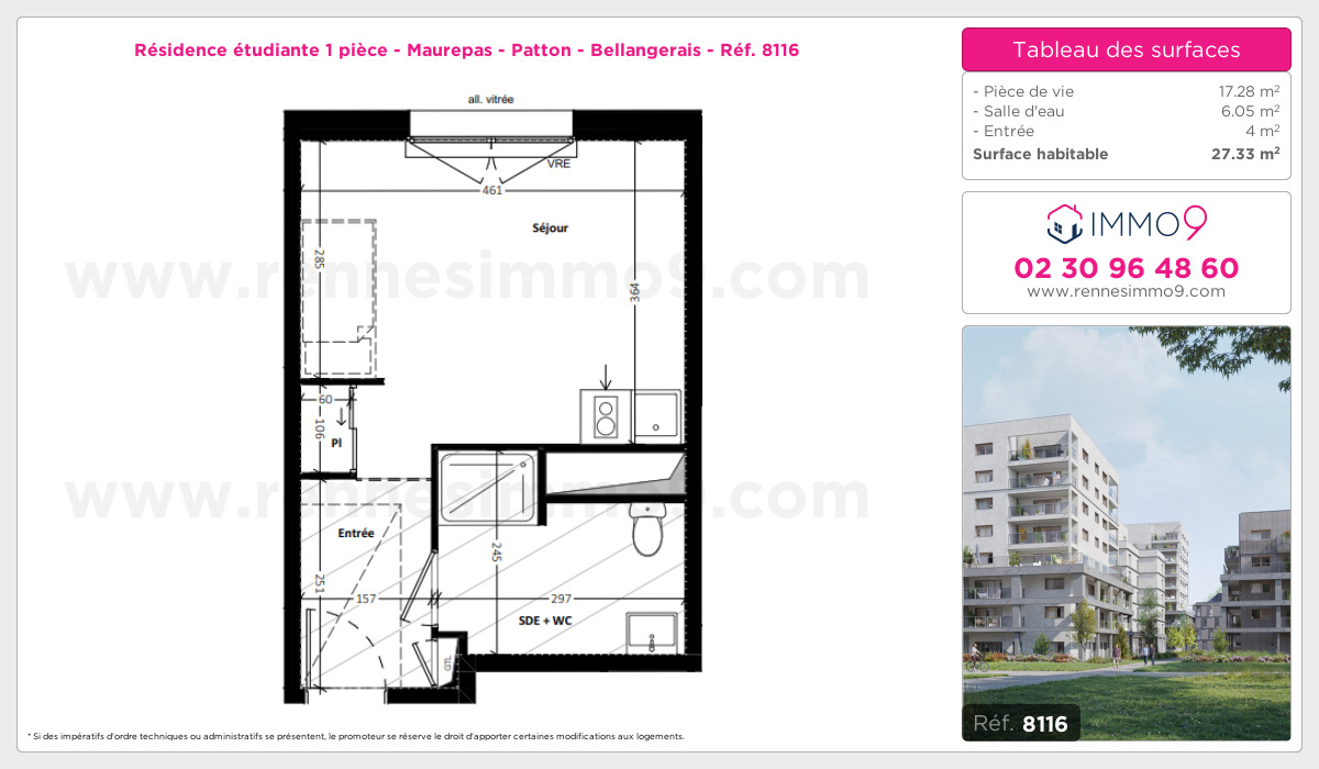 Plan et surfaces, Programme neuf Rennes : Maurepas - Patton - Bellangerais Référence n° 8116