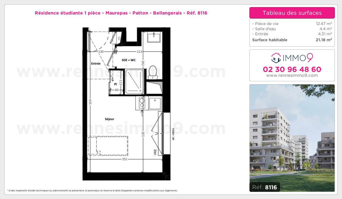 Plan et surfaces, Programme neuf Rennes : Maurepas - Patton - Bellangerais Référence n° 8116