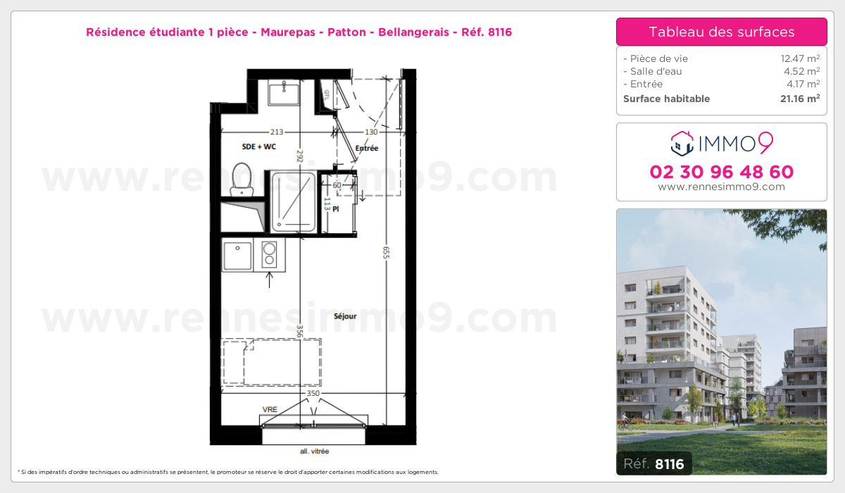 Plan et surfaces, Programme neuf Rennes : Maurepas - Patton - Bellangerais Référence n° 8116
