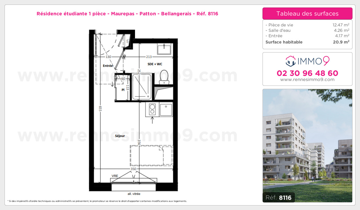 Plan et surfaces, Programme neuf Rennes : Maurepas - Patton - Bellangerais Référence n° 8116