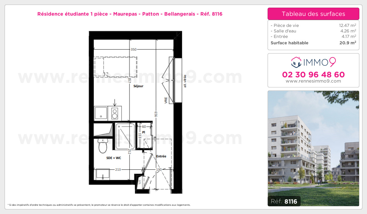 Plan et surfaces, Programme neuf Rennes : Maurepas - Patton - Bellangerais Référence n° 8116