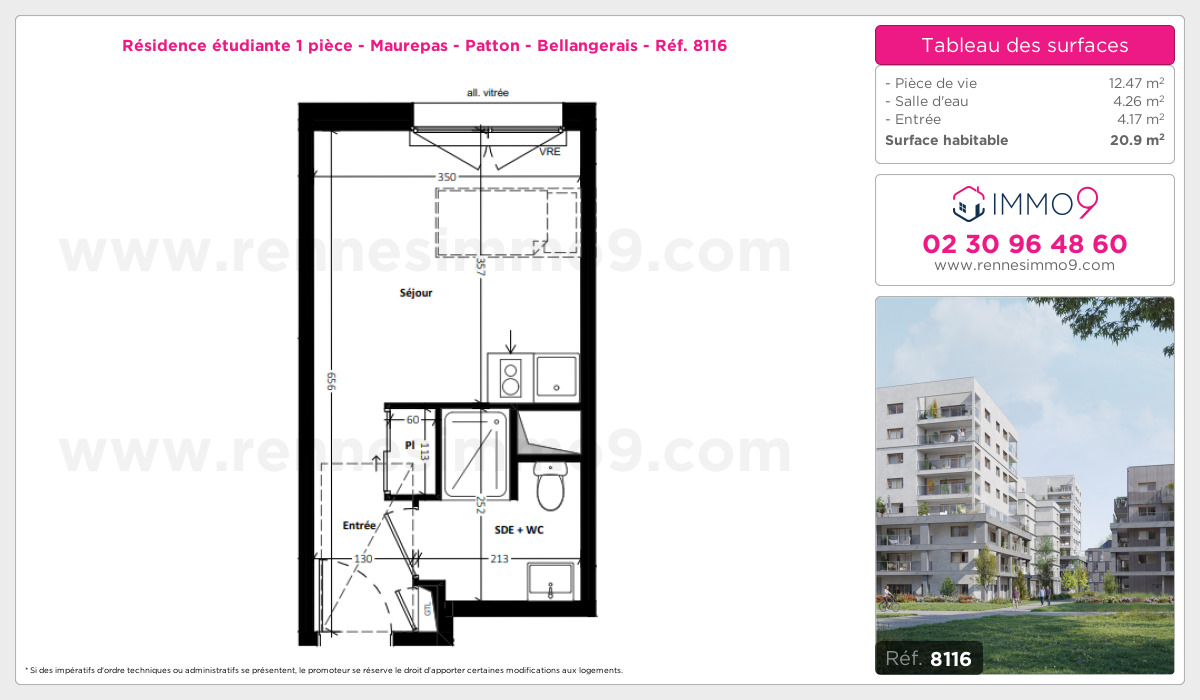 Plan et surfaces, Programme neuf Rennes : Maurepas - Patton - Bellangerais Référence n° 8116