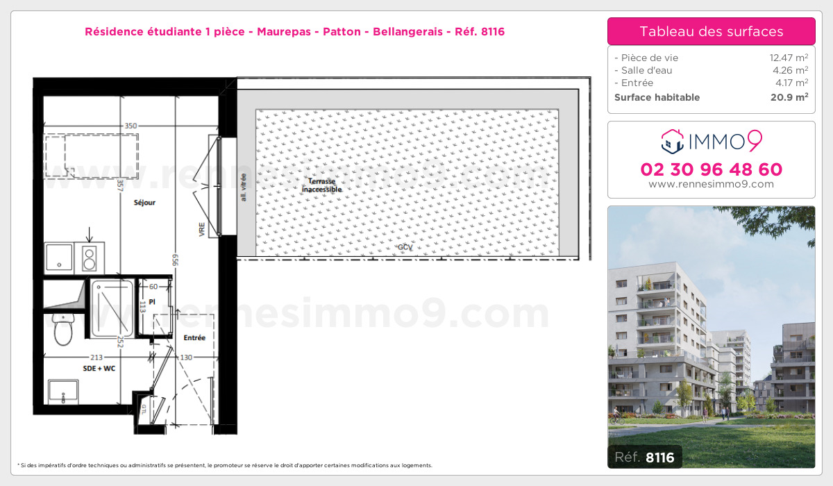 Plan et surfaces, Programme neuf Rennes : Maurepas - Patton - Bellangerais Référence n° 8116