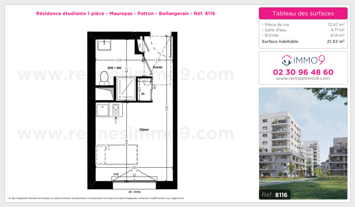 Plan et surfaces, Programme neuf Rennes : Maurepas - Patton - Bellangerais Référence n° 8116