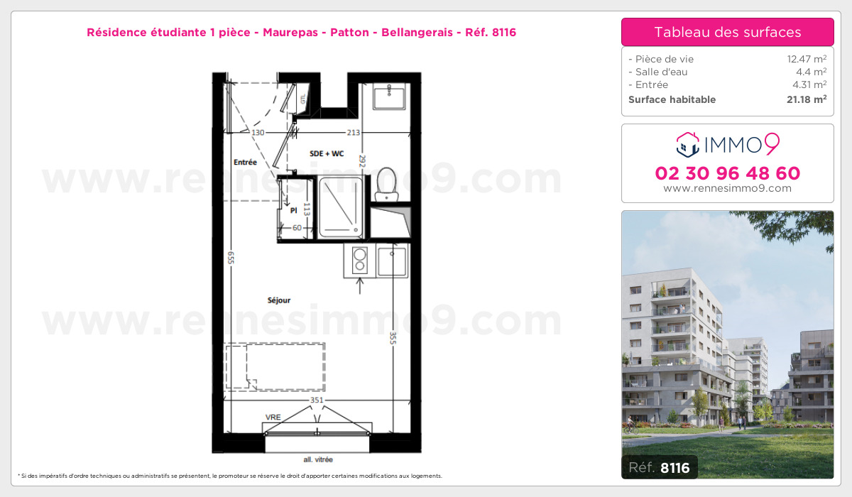 Plan et surfaces, Programme neuf Rennes : Maurepas - Patton - Bellangerais Référence n° 8116
