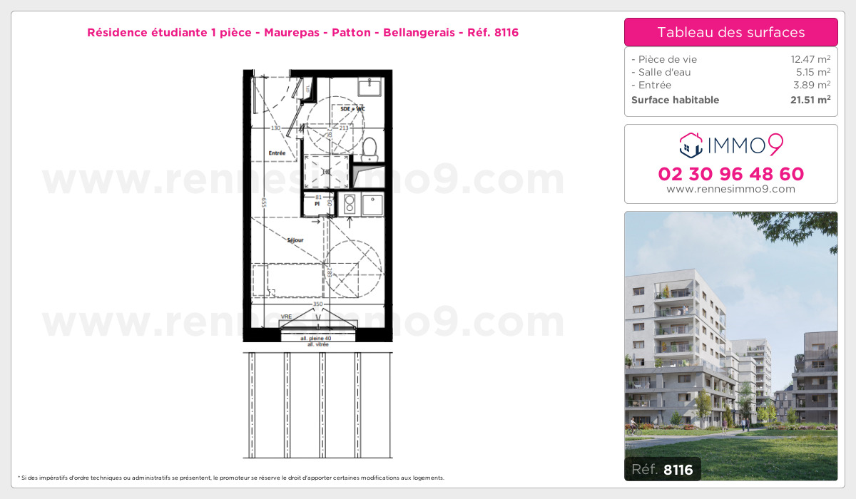 Plan et surfaces, Programme neuf Rennes : Maurepas - Patton - Bellangerais Référence n° 8116