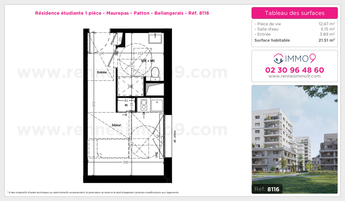 Plan et surfaces, Programme neuf Rennes : Maurepas - Patton - Bellangerais Référence n° 8116