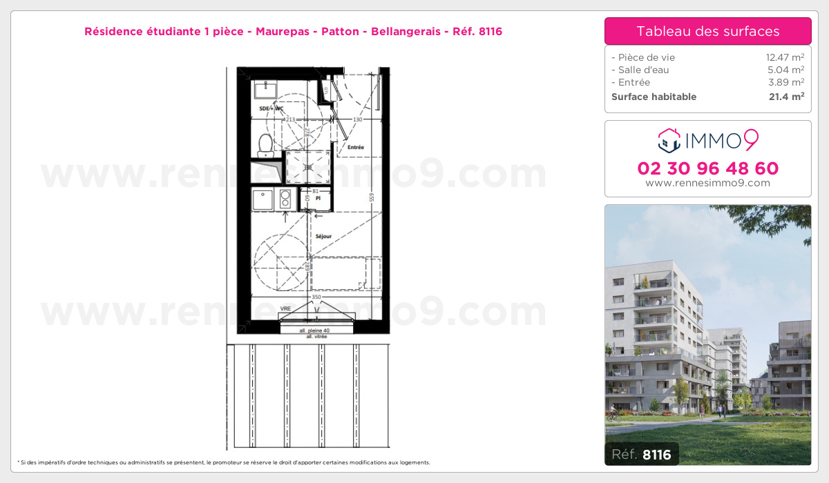 Plan et surfaces, Programme neuf Rennes : Maurepas - Patton - Bellangerais Référence n° 8116