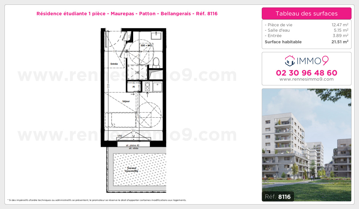 Plan et surfaces, Programme neuf Rennes : Maurepas - Patton - Bellangerais Référence n° 8116