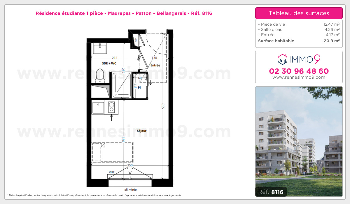 Plan et surfaces, Programme neuf Rennes : Maurepas - Patton - Bellangerais Référence n° 8116