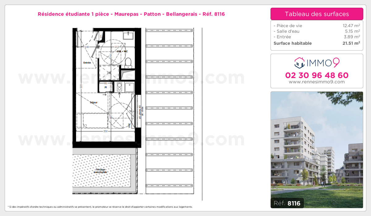Plan et surfaces, Programme neuf Rennes : Maurepas - Patton - Bellangerais Référence n° 8116