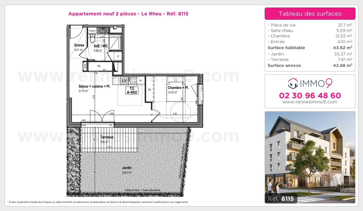 Plan et surfaces, Programme neuf Rheu Référence n° 8115