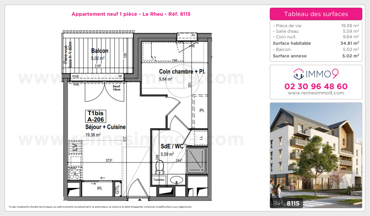 Plan et surfaces, Programme neuf Rheu Référence n° 8115