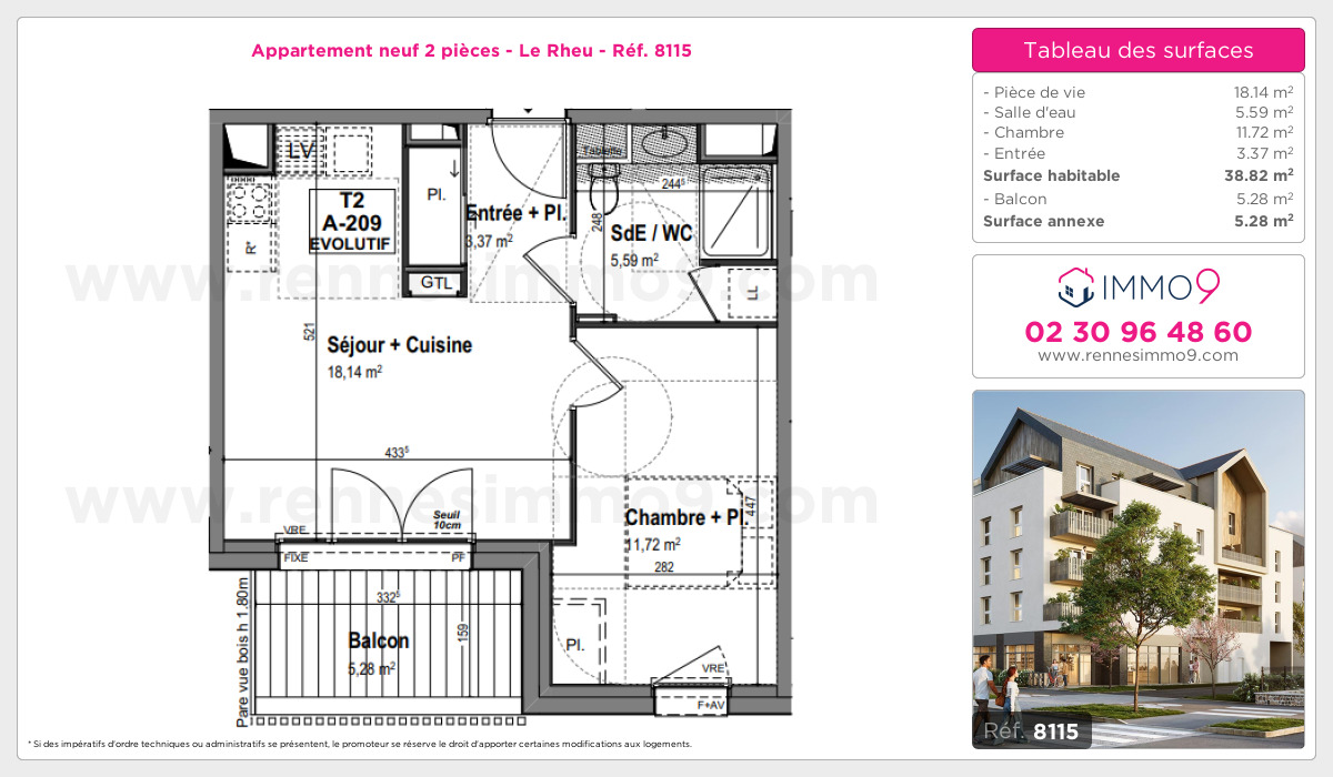 Plan et surfaces, Programme neuf Rheu Référence n° 8115