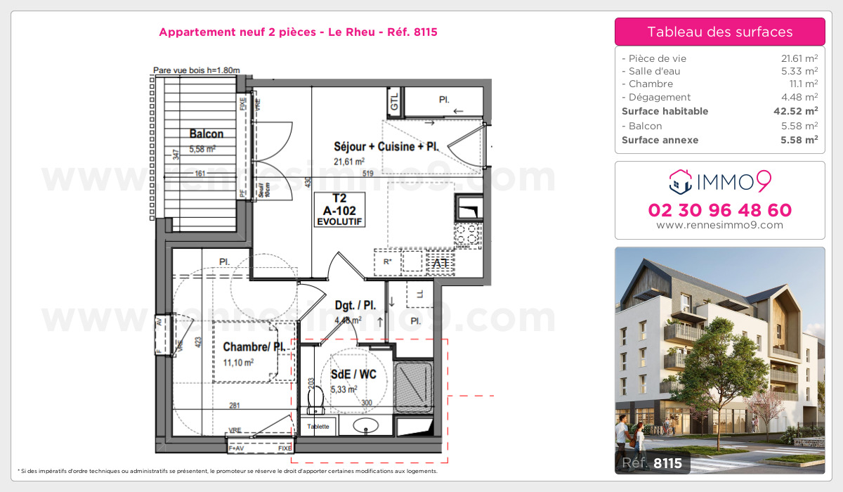 Plan et surfaces, Programme neuf Rheu Référence n° 8115