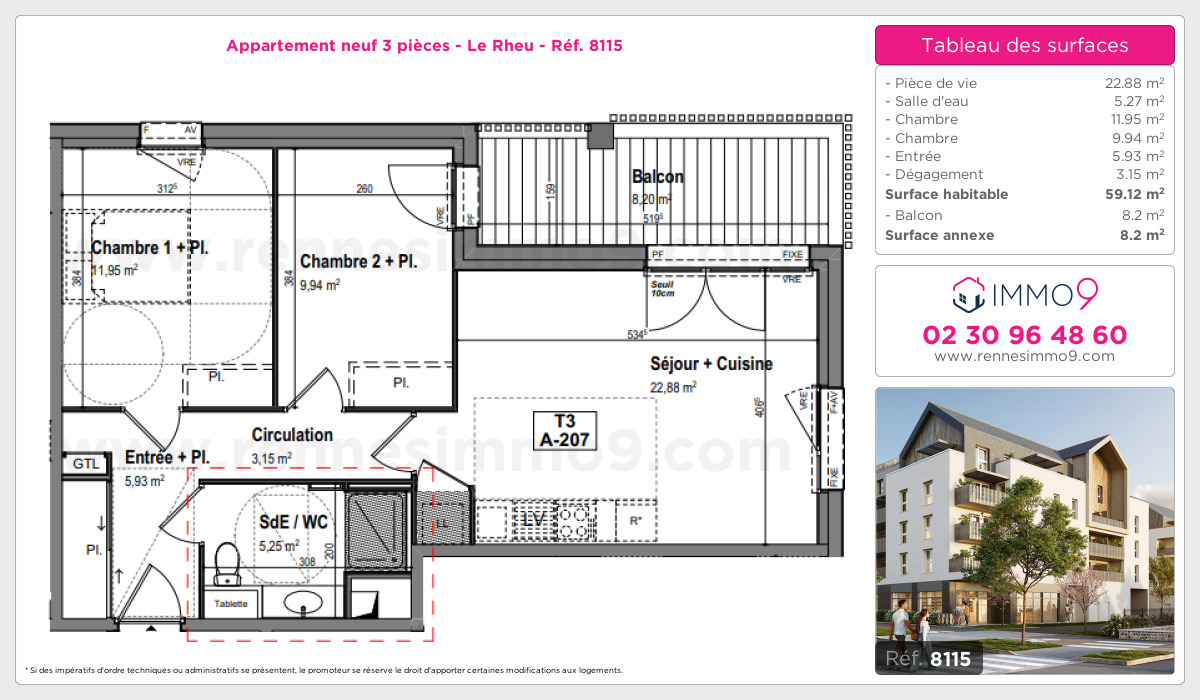 Plan et surfaces, Programme neuf Rheu Référence n° 8115