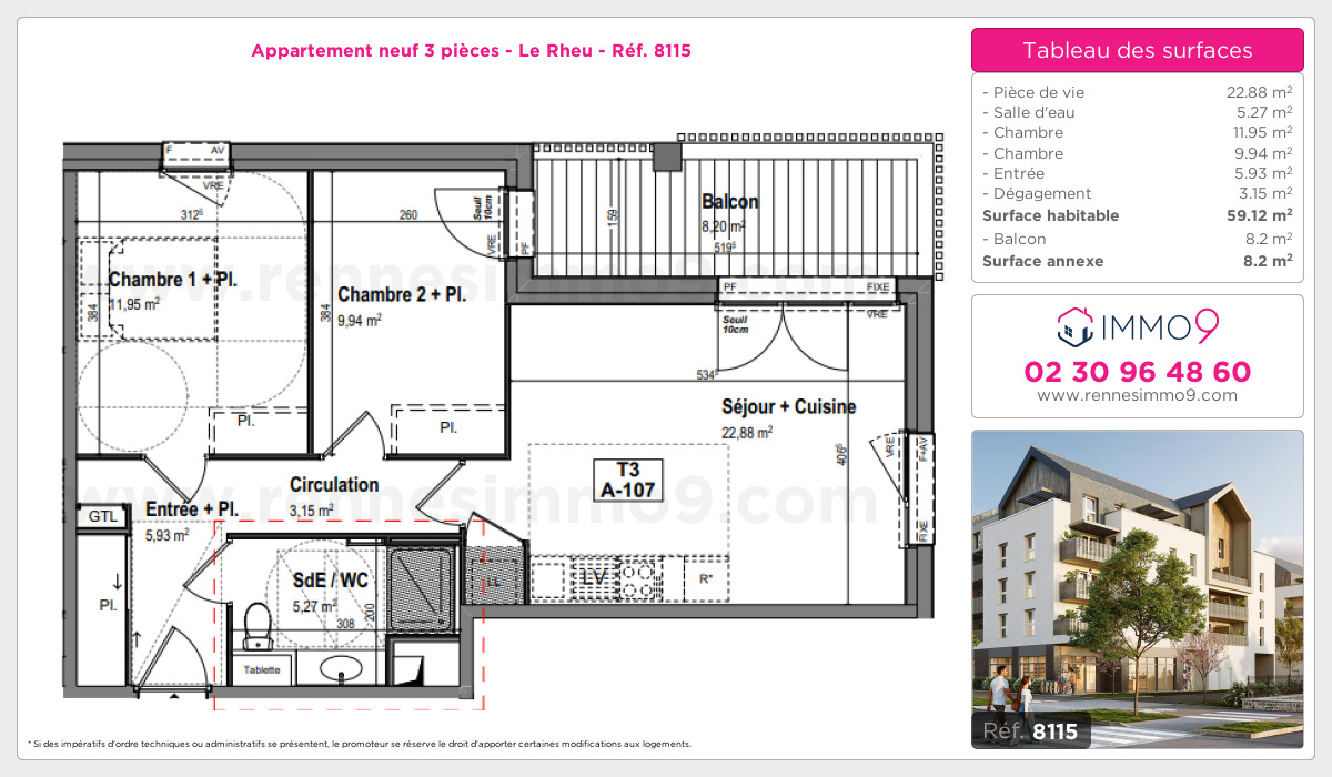 Plan et surfaces, Programme neuf Rheu Référence n° 8115