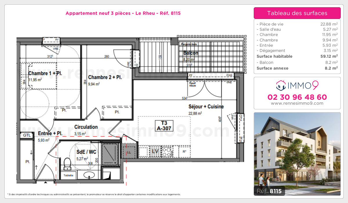 Plan et surfaces, Programme neuf Rheu Référence n° 8115