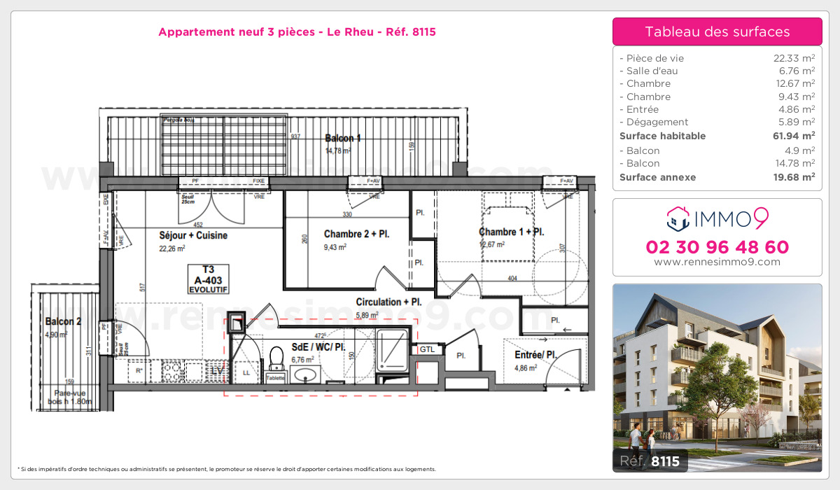 Plan et surfaces, Programme neuf Rheu Référence n° 8115