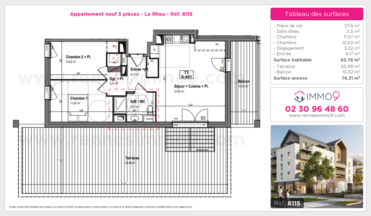 Plan et surfaces, Programme neuf Rheu Référence n° 8115