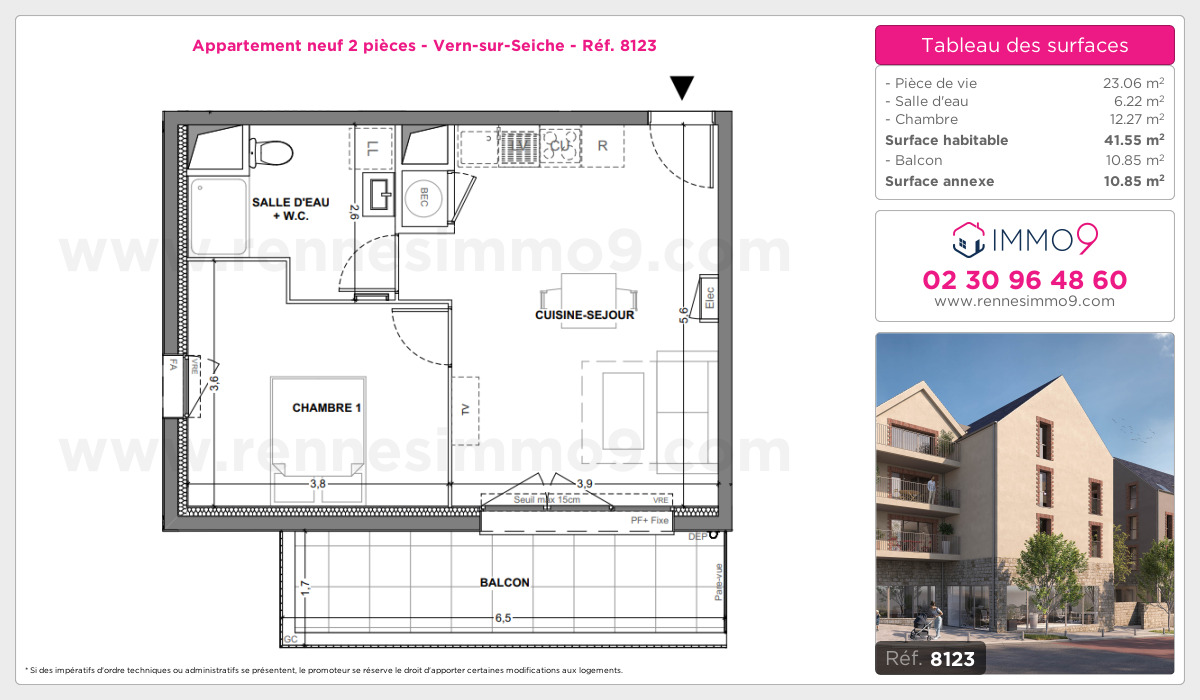 Plan et surfaces, Programme neuf Vern-sur-Seiche Référence n° 8123