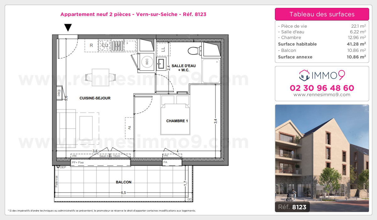 Plan et surfaces, Programme neuf Vern-sur-Seiche Référence n° 8123