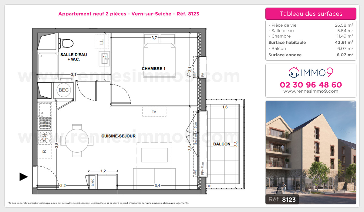 Plan et surfaces, Programme neuf Vern-sur-Seiche Référence n° 8123