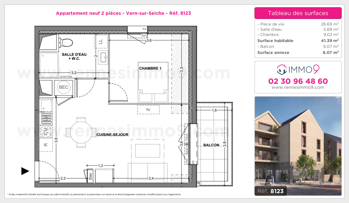 Plan et surfaces, Programme neuf Vern-sur-Seiche Référence n° 8123