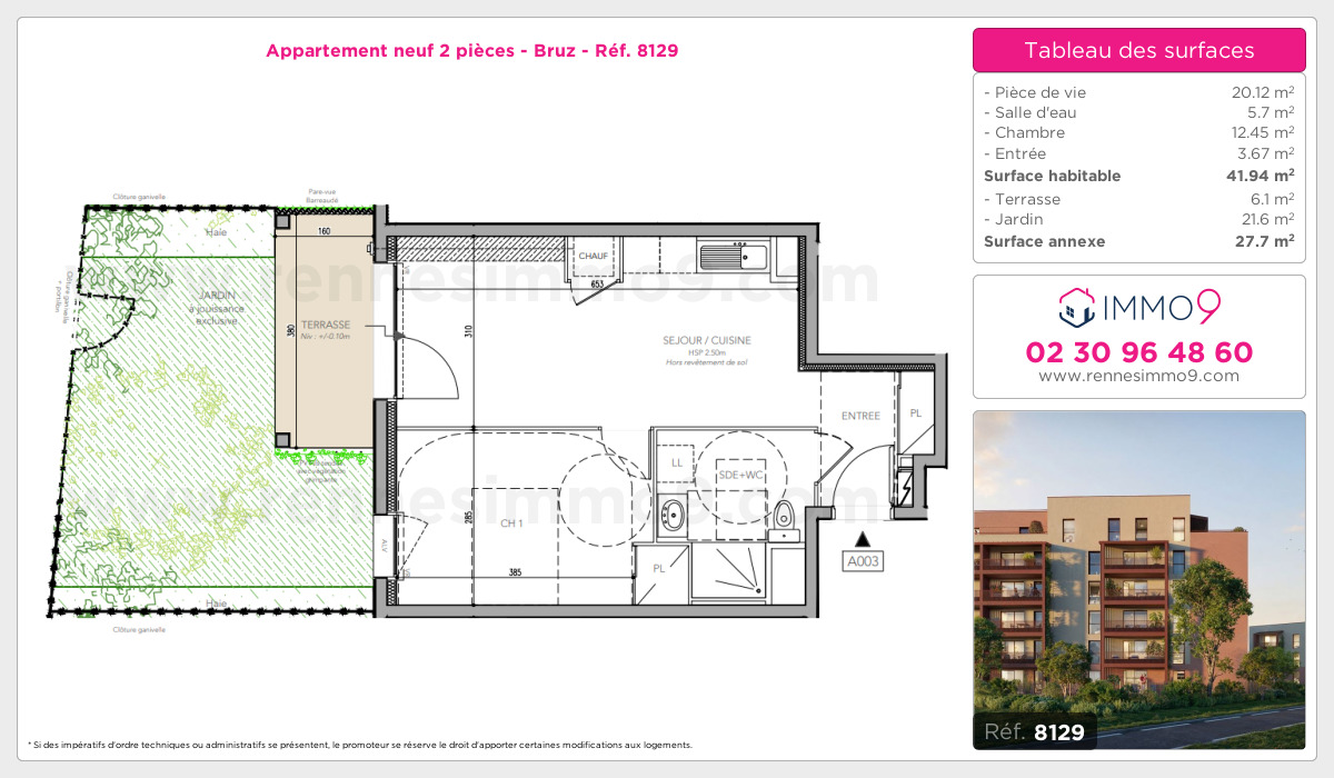 Plan et surfaces, Programme neuf Bruz Référence n° 8129
