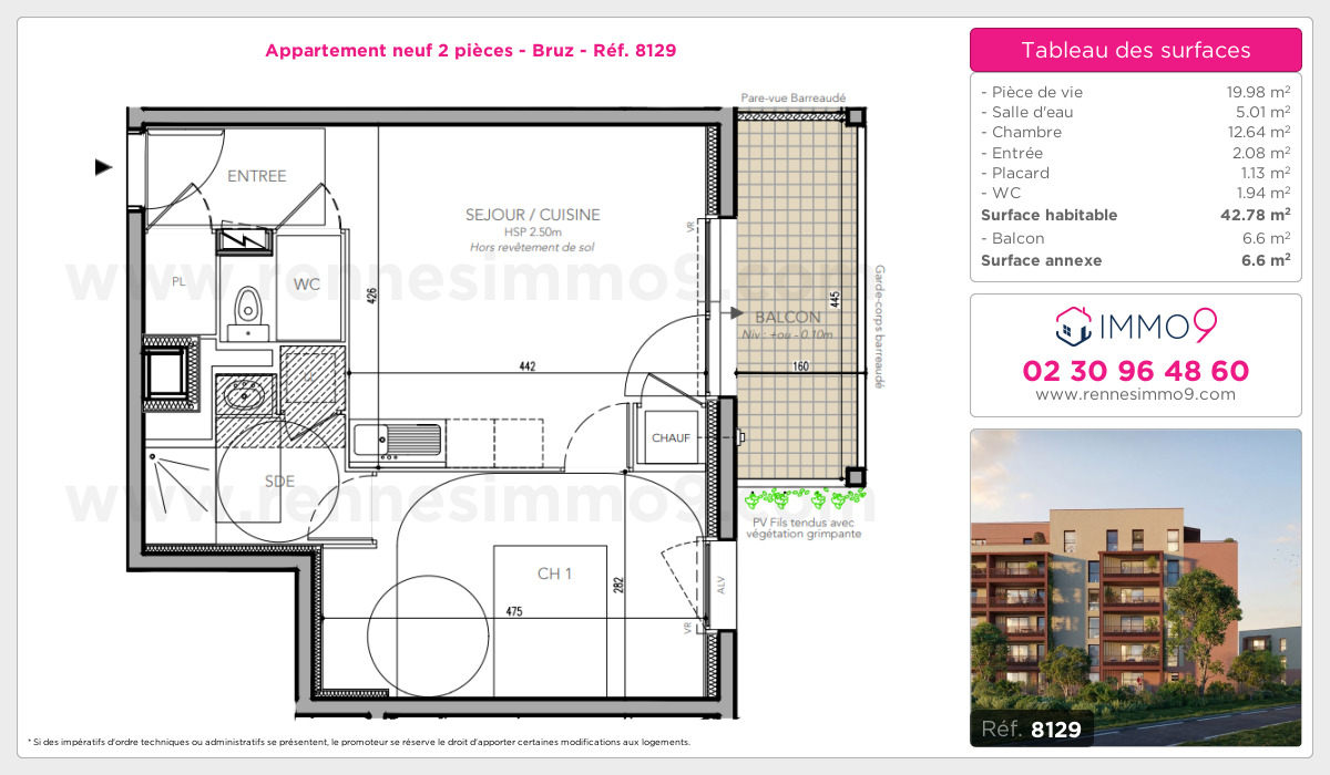 Plan et surfaces, Programme neuf Bruz Référence n° 8129