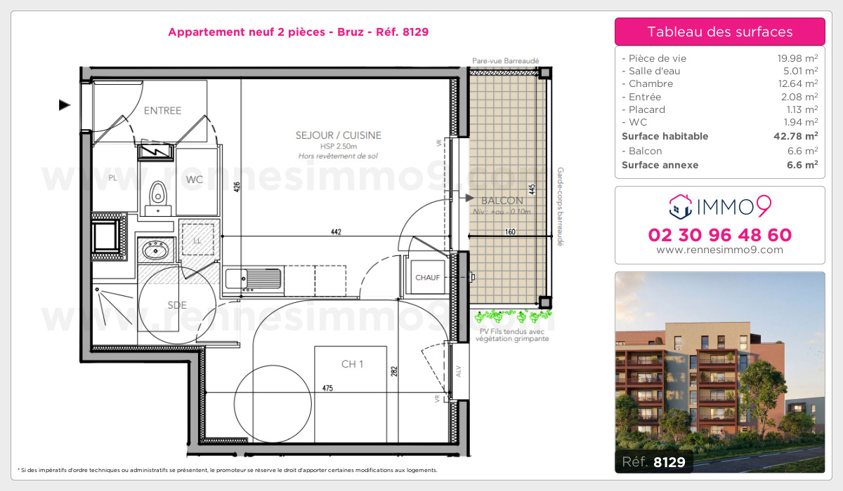 Plan et surfaces, Programme neuf Bruz Référence n° 8129