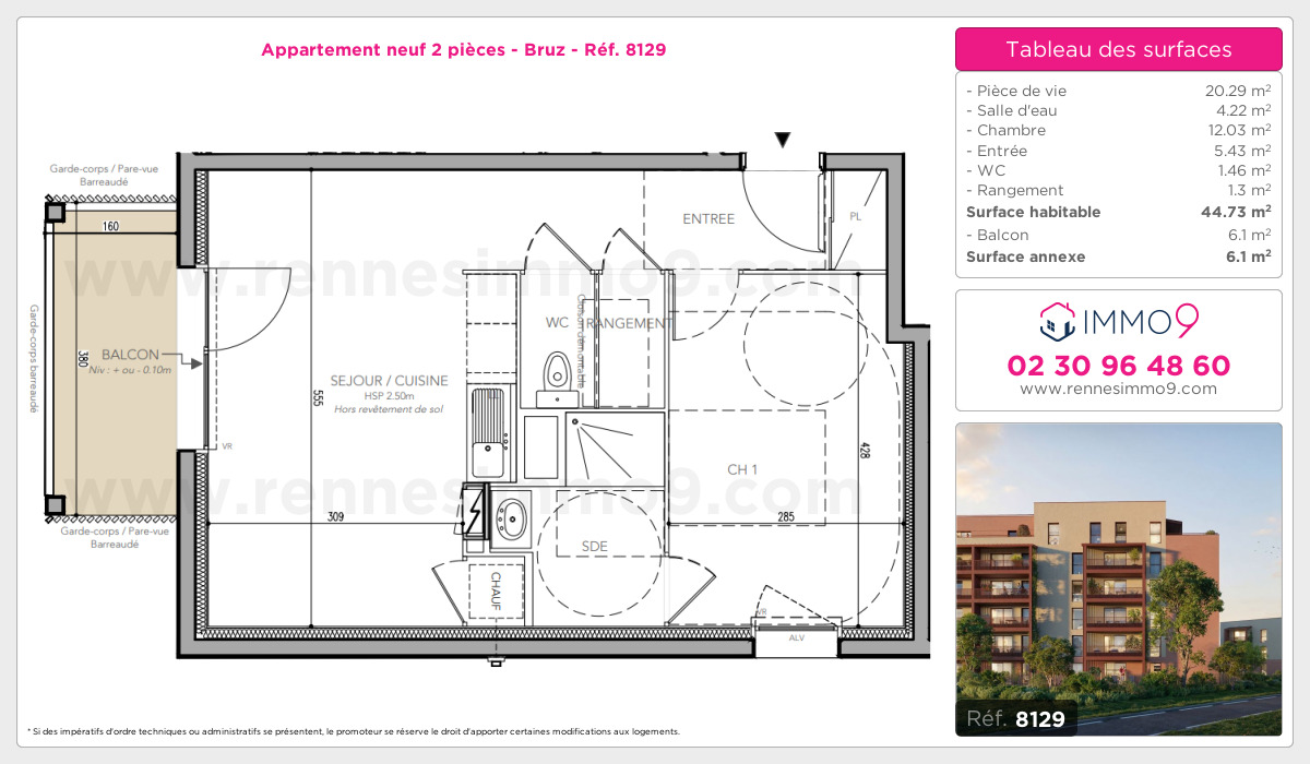 Plan et surfaces, Programme neuf Bruz Référence n° 8129