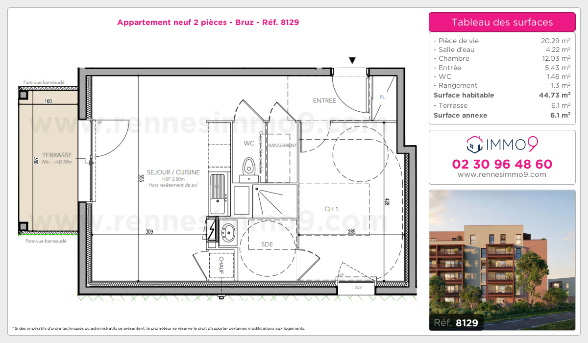 Plan et surfaces, Programme neuf Bruz Référence n° 8129