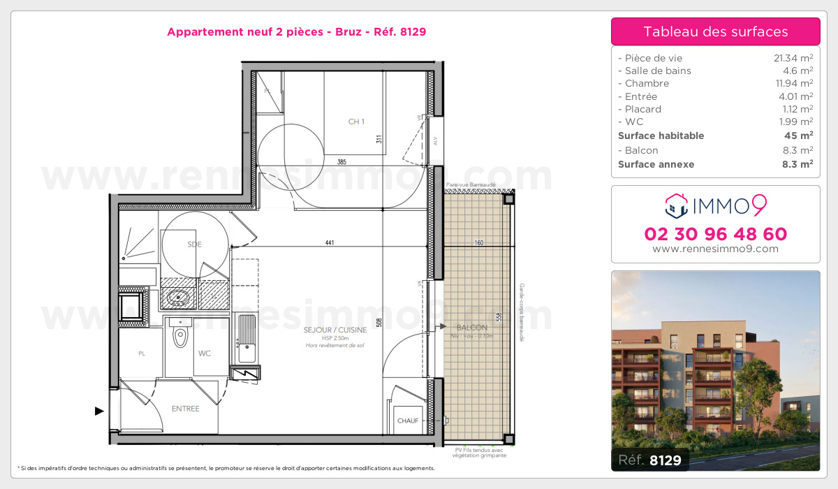 Plan et surfaces, Programme neuf Bruz Référence n° 8129
